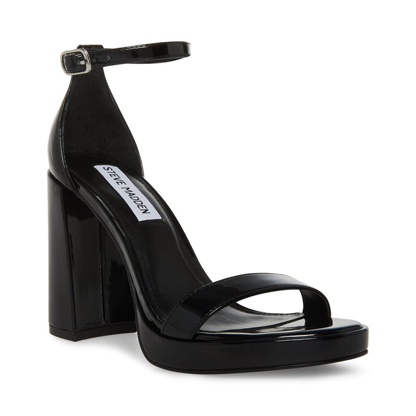 Black Steve Madden Susan Patent Women's Heels Sandals | PH 1802TPG